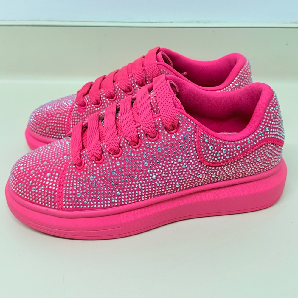 Hot Pink Rhinestone Platform Sneaker - Size 8